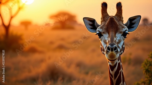 Majestic Giraffe at Sunset – Stunning Wildlife Photography in African Safari photo