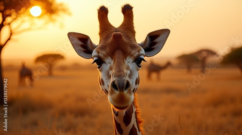 Majestic Giraffe at Sunset – Stunning Wildlife Photography in African Safari photo