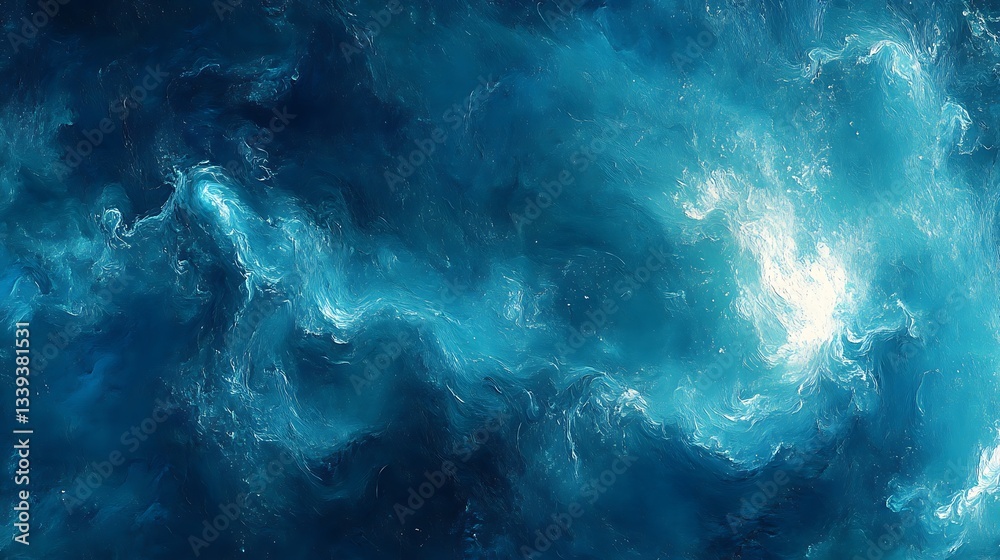 Fototapeta premium Abstract swirling blue nebula cosmic background.