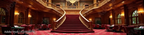 Grand staircase, ornate details, Lviv casino interior, classic, travel