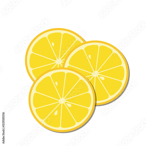 Simple and clean graphic of citrus lemon slices, ideal for healthy food concepts and summer-themed designs. High-quality vector art.
