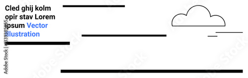 Cloud outline and scattered horizontal lines in a modern layout. Text positioned for contrast and structure. Ideal for branding, design trends, simplicity concepts, creative space, clean user