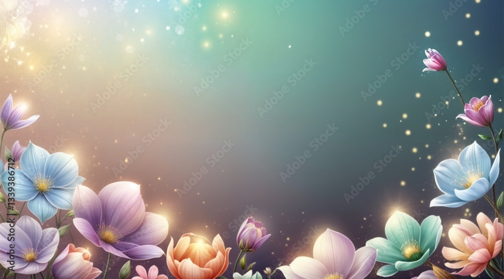Obraz premium mystical flowers radiating soft light in a fantasy atmosphere for magical designs digital paintings and otherworldly artistic creations