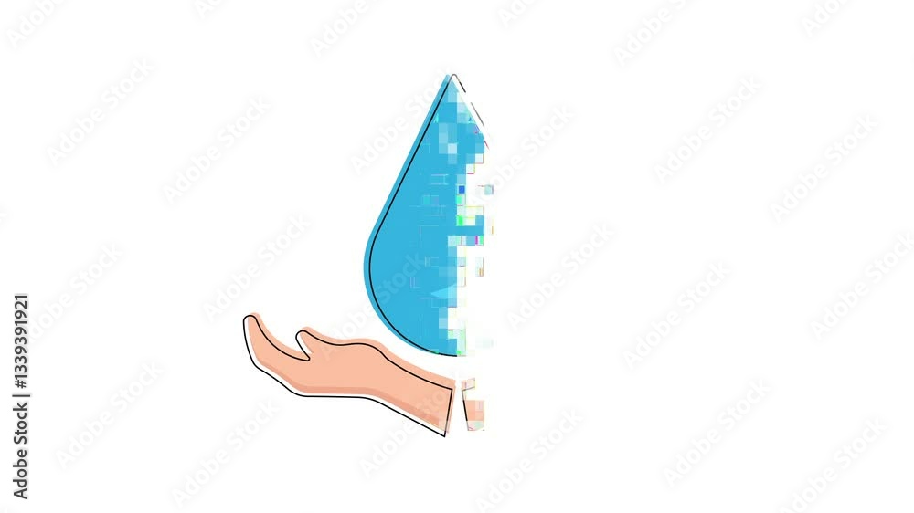 open hands with water drop Digital Art Motion Graphics Animation , water drop Symbol Conservation, Eco Hands, Sustainable Water, save water drop, World Water Day, World Environment Day open hands with water drop Digital Art Motion Graphics Animation , water drop Symbol Conservation, Eco Hands, Sustainable Water, save water drop, World Water Day, World Environment Day