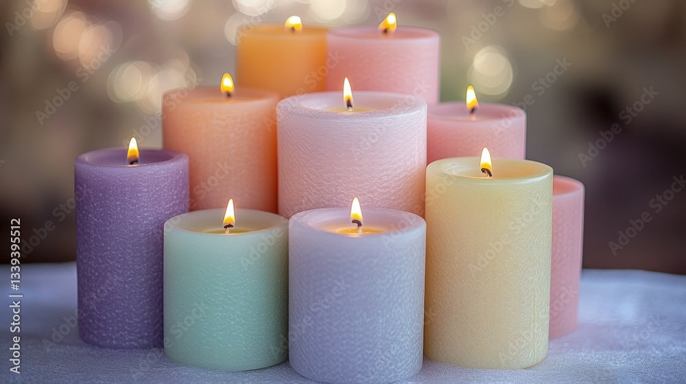 Softly Glowing Pastel Candles for Relaxation and Ambiance Softly Glowing Pastel Candles for Relaxation and Ambiance
