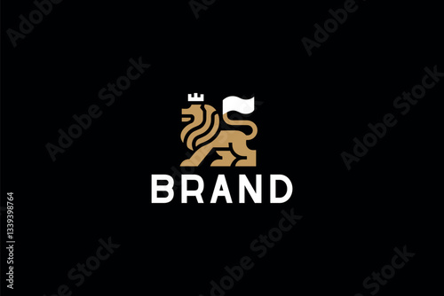 A stylized logo with a lion and a crown. The lion is depicted in a side profile, with its mane flowing to the right. Above the lion's head, there's a small crown.