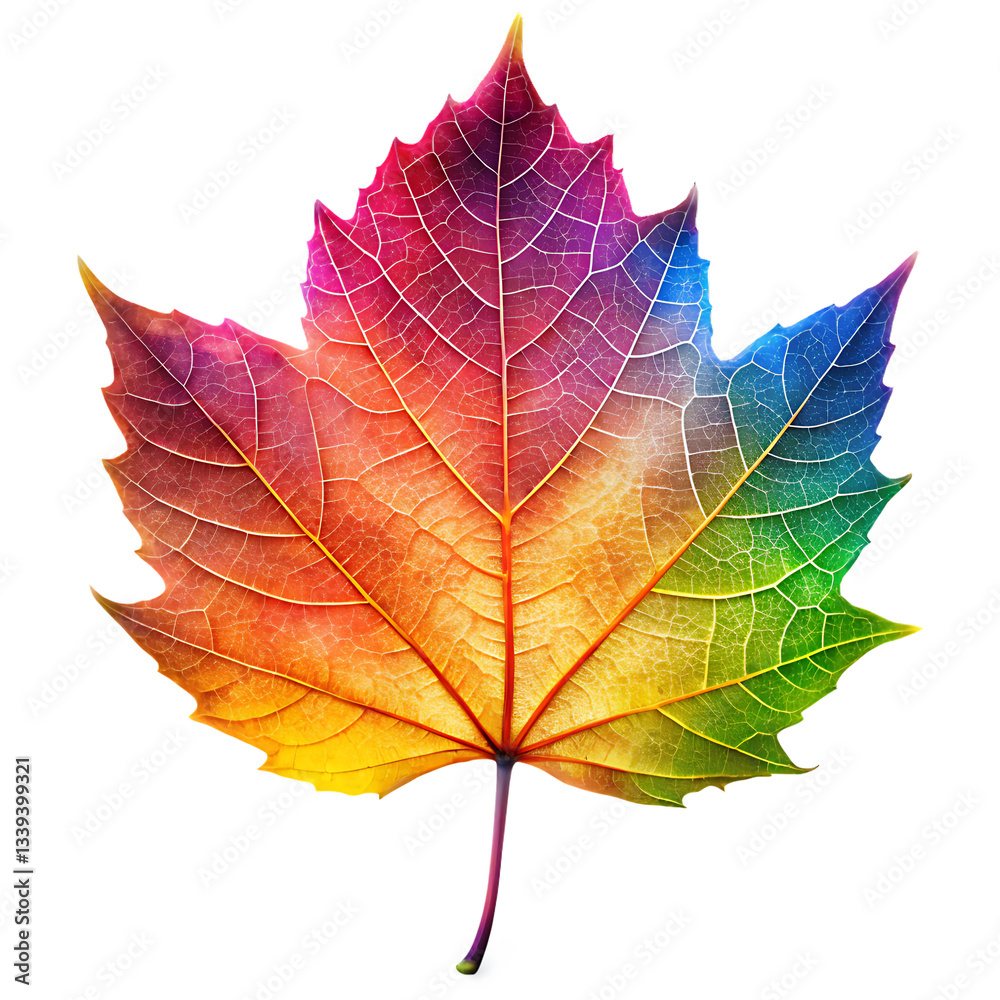 Obraz premium Colorful autumn maple leaf isolated on white background
