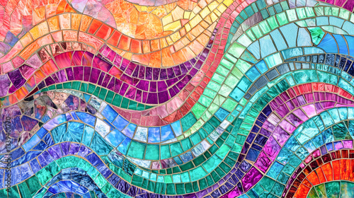 Vibrant abstract mosaic inspired background with flowing colors and patterns. concept of art, creativity, design