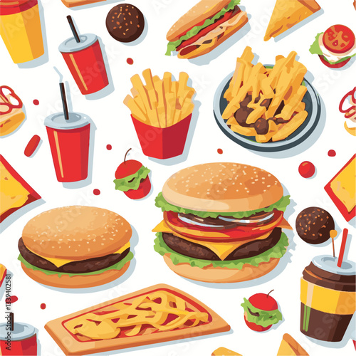 fastfood, fast, snack, meal, food, delicious, background, dinner, lunch, american, fat, burger, unhealthy, isolated, junk, menu, restaurant, meat, set, hamburger, cheeseburger, tasty, chicken, eat, cu