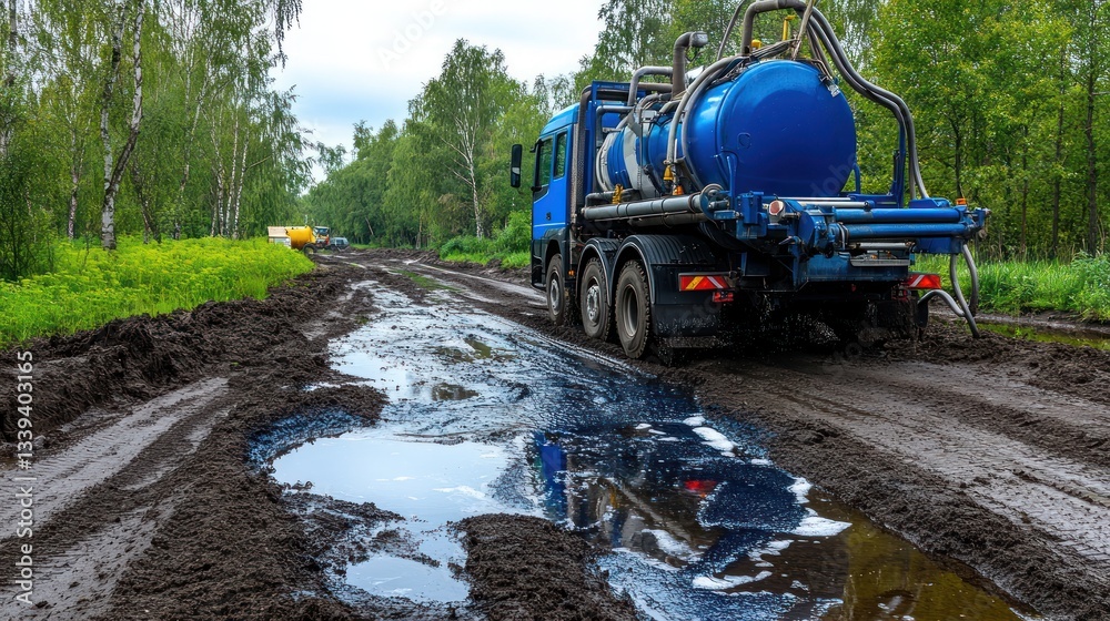 Muddy Road and Vacuum Truck