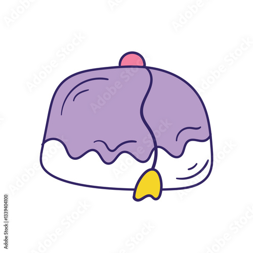 Muslim Cap color line doodle icon with white background vector stock illustration