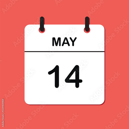 May 14. Daily Calendar icon for design. Simple design for business brochure, flyer, print media, advertisement. Easily editable.