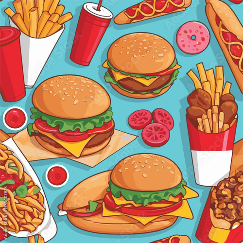 fastfood, fast, snack, meal, food, delicious, background, dinner, lunch, american, fat, burger, unhealthy, isolated, junk, menu, restaurant, meat, set, hamburger, cheeseburger, tasty, chicken, eat, cu