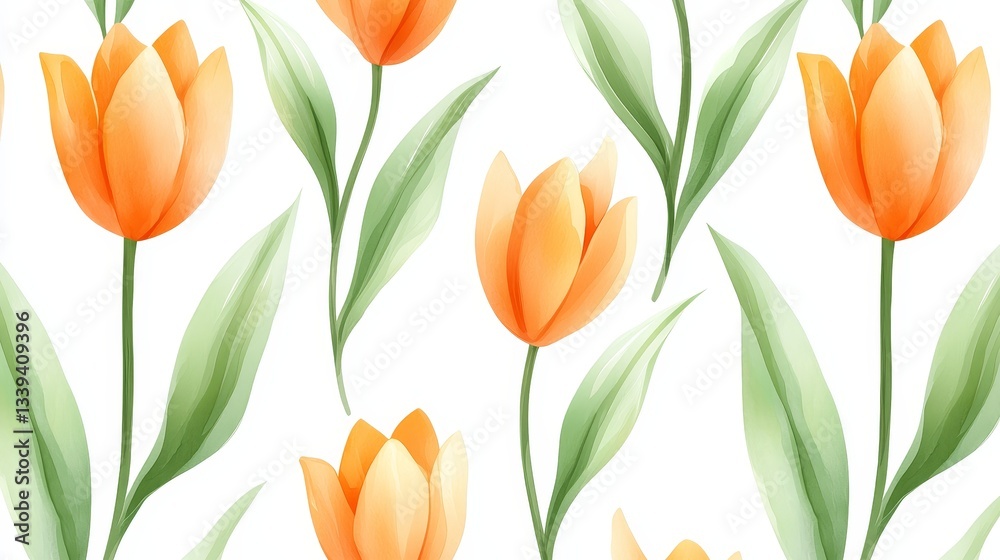 Obraz premium Seamless tulip pattern, a vibrant floral design for spring