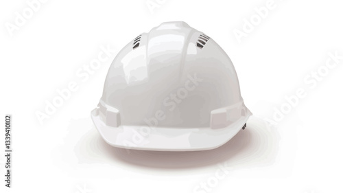 Close-up studio shot of a white safety helmet against a plain white background. The helmet is shown from a slightly elevated rear angle, exhibiting its smooth, matte surface.  Minimal shadowing is