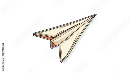 Close-up shot of a paper airplane-shaped pin or brooch. The pin is predominantly off-white or beige, with subtle gold or metallic accents outlining the folds of the paper airplane. The image is