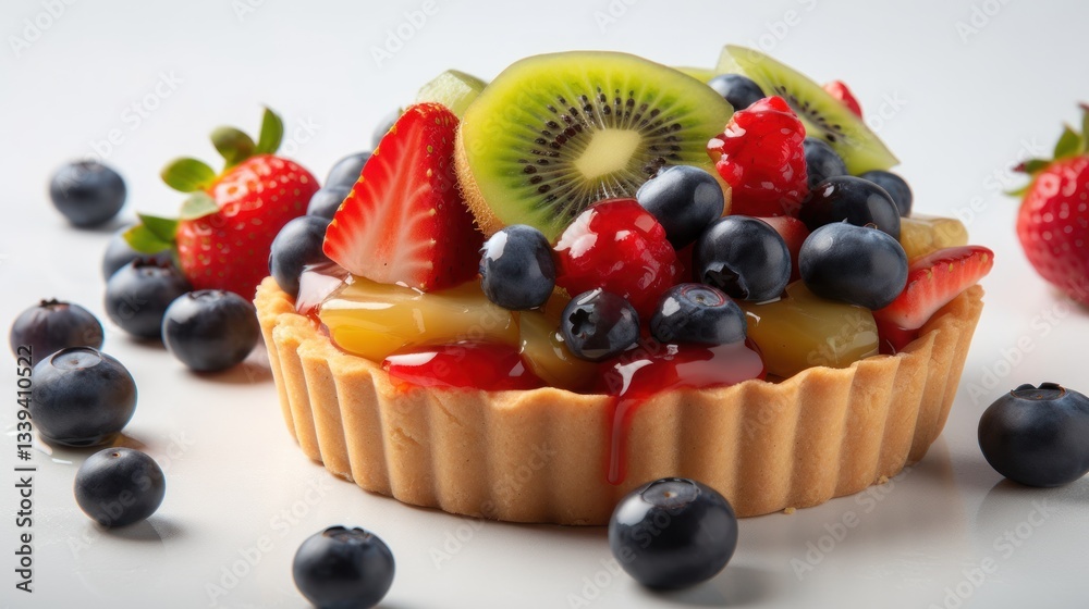 Delicious Fruit Tart with Strawberries, Kiwi, and Blueberries Delicious Fruit Tart with Strawberries, Kiwi, and Blueberries