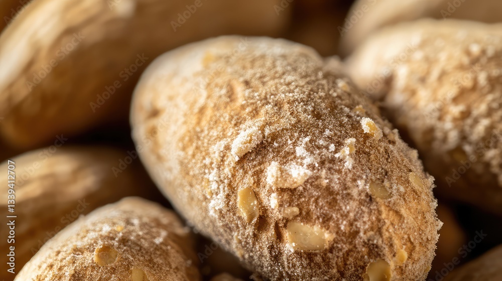 Close-up of aflatoxin-infected peanut shells with mold growth, representing food safety concerns. Copy space. Close-up of aflatoxin-infected peanut shells with mold growth, representing food safety concerns. Copy space.