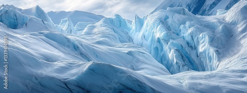 Wallpaper Mural Glacier flow showcases the beauty of ice formations, revealing deep cracks and layered snow in a vast cold landscape Torontodigital.ca