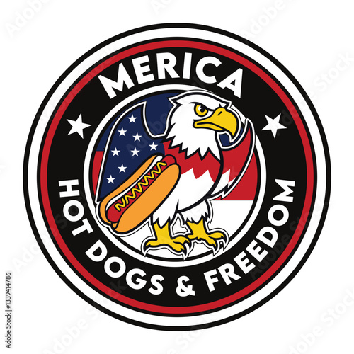 Merica Hot Dogs And Freedom 4th July Design Vector And Illustration 2