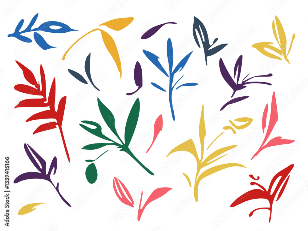 A set of simple leaves for the design. Vector illustration. A set of simple leaves for the design. Vector illustration.