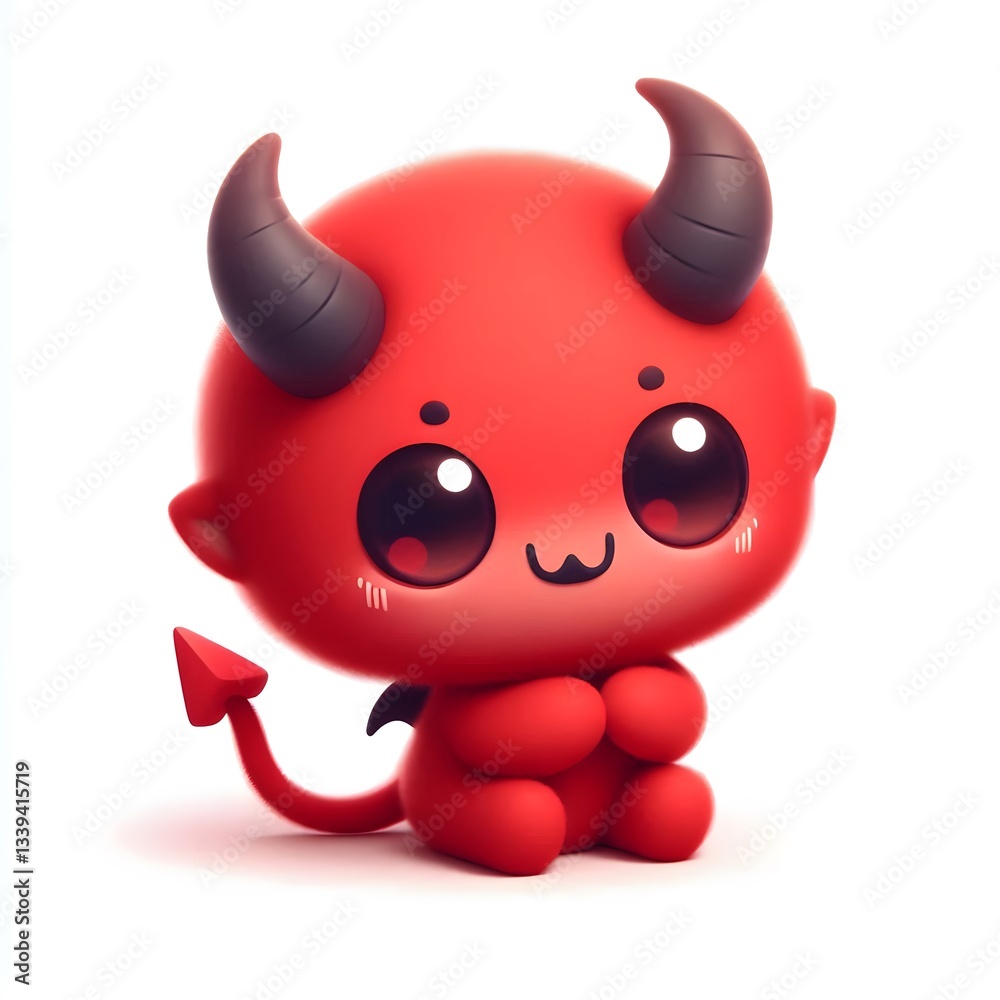 Fototapeta premium A little cute devil isolated on white background