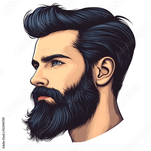 Bearded man profile illustration

