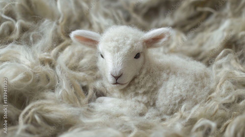 Obraz premium Precious Newborn Lamb in a Cloud of Wool
