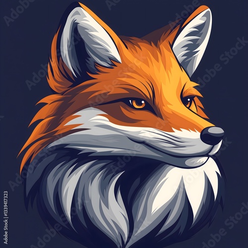 Bold fox head illustration on dark background