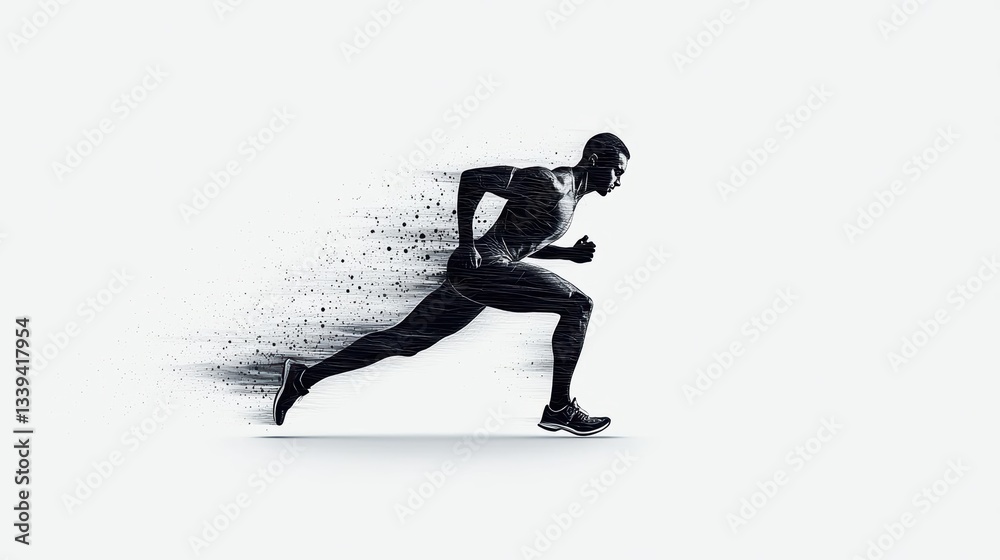 Obraz premium Abstract line drawing of a runner in motion, dynamic yet minimalist fitness art