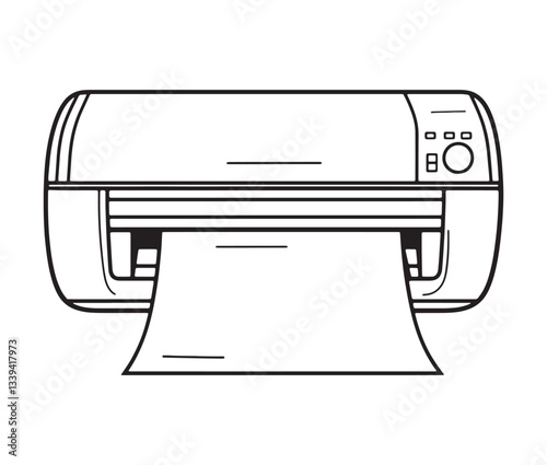 Printer isolated on white background. Modern printing technology: office printer outline.