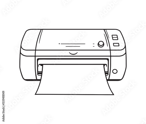Printer isolated on white background. Modern printing technology: office printer outline.