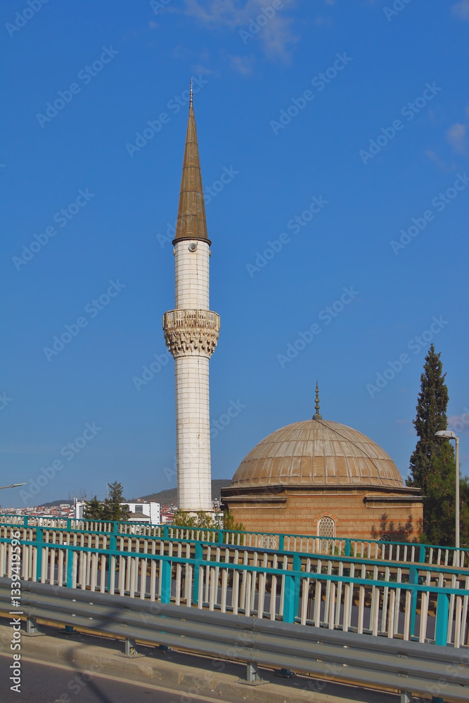 Mosque with one minaret. Darıca, Istanbul, Turkey