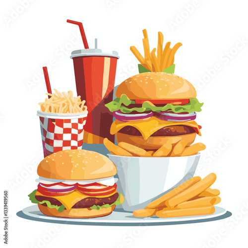 fastfood, fast, snack, meal, food, delicious, background, dinner, lunch, american, fat, burger, unhealthy, isolated, junk, menu, restaurant, meat, set, hamburger, cheeseburger, tasty, chicken, eat, cu