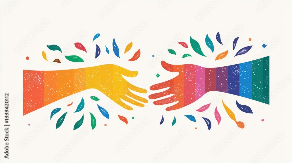 Obraz premium Colorful hands reaching out, symbolizing unity, diversity, and connection in a vibrant and artistic representation.