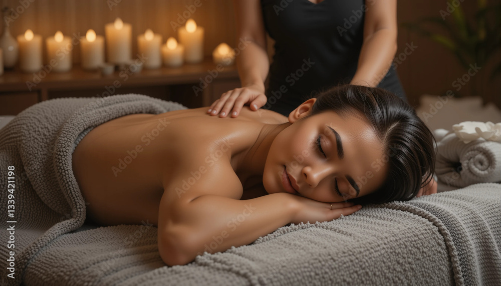 Fototapeta premium Relaxing Massage in a Serene Spa Setting