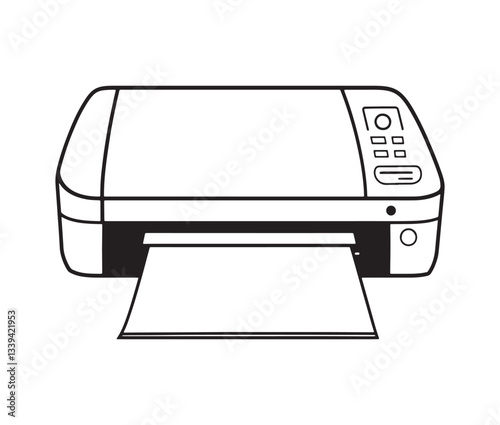 Printer isolated on white background. Modern printing technology: office printer outline.