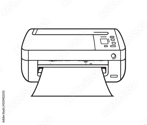 Printer isolated on white background. Modern printing technology: office printer outline.