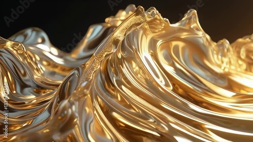 Wave made of gold. The wave is very long and has a lot of detail. 