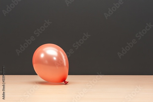 deflated red balloon lies on wooden table symbolizing economic inflation its fragile state undermining initial ambition