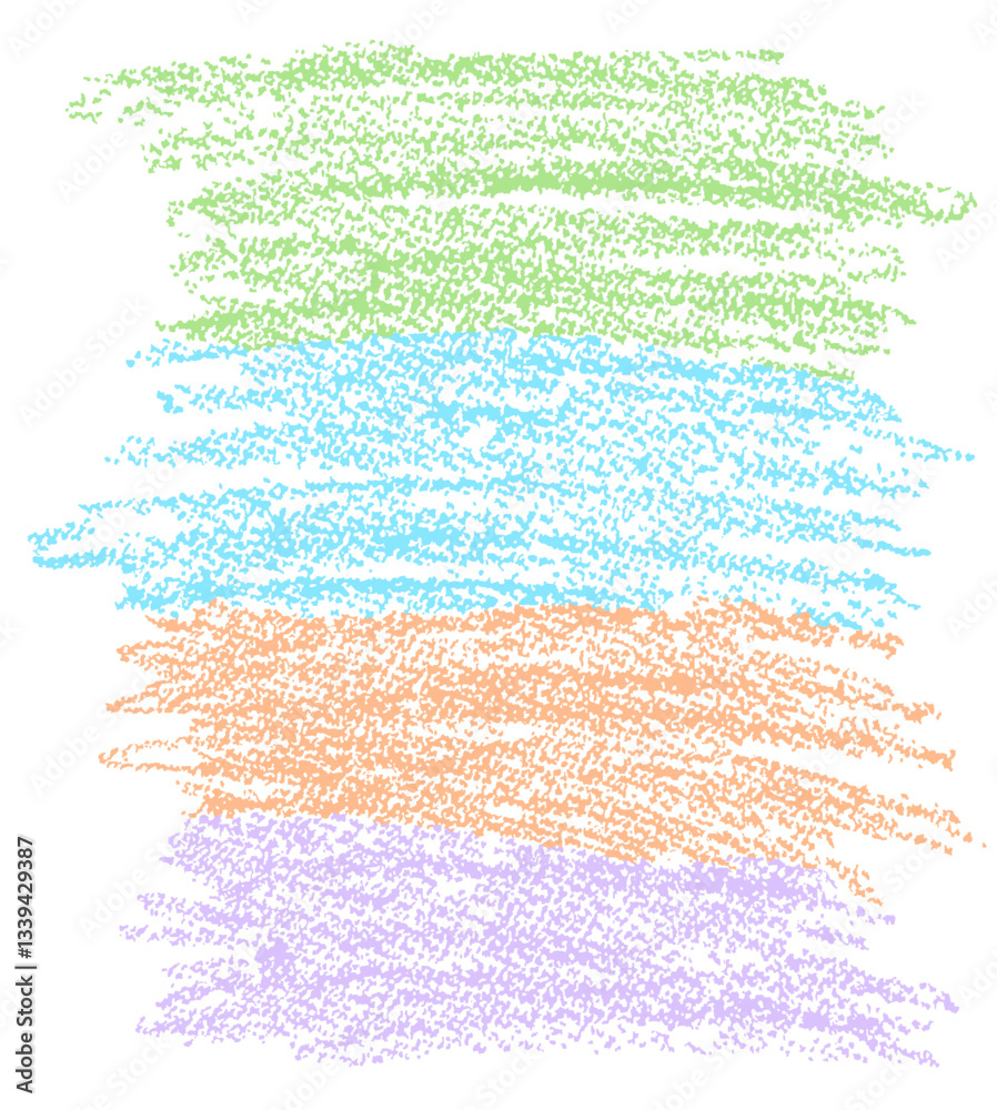 Crayon hand drawn design element, frame, copy space or background. Pastel chalk or pencil colorful, grainy grunge texture. Vector rough scribbles template text banner. Kids style doodle art stroke