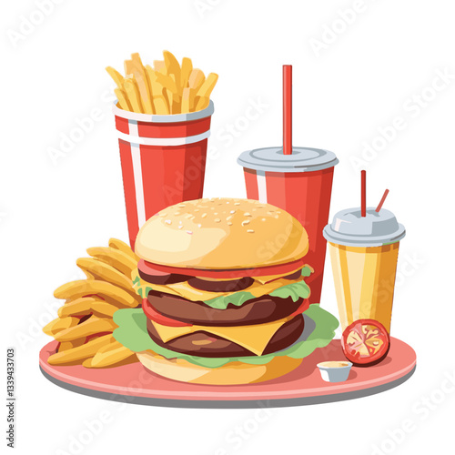 fastfood, fast, snack, food, meal, delicious, background, lunch, dinner, fat, american, burger, unhealthy, restaurant, meat, isolated, junk, menu, cheeseburger, tasty, set, hamburger, sandwich, cuisin