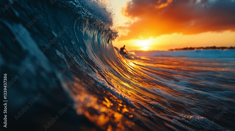 Fototapeta premium Beautiful Sunset Over Vineyard Landscape With Lush Green Grapevines and Clear Sky