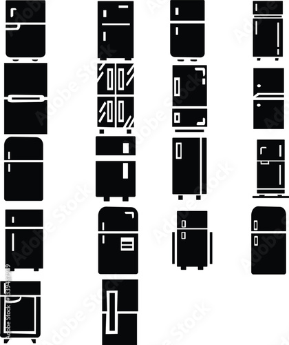 vector illustration of refrigerator silhouette, water, water