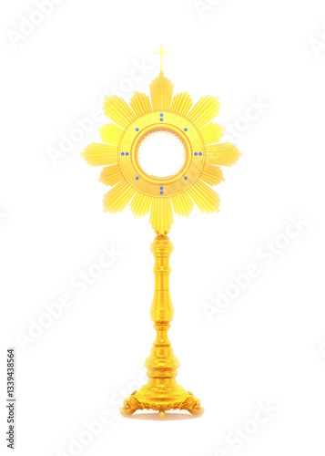 Jesus Christ in the monstrance present in the Sacrament of the Eucharist - 3D illustration