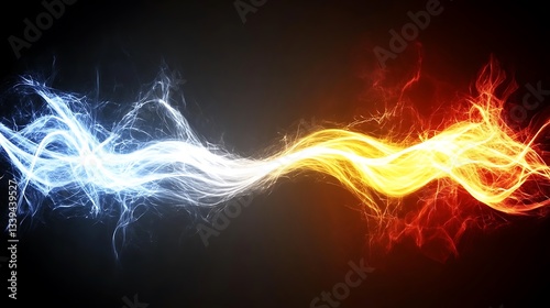 Abstract Energy Depiction Featuring Contrasting Colors and Dynamic Forms