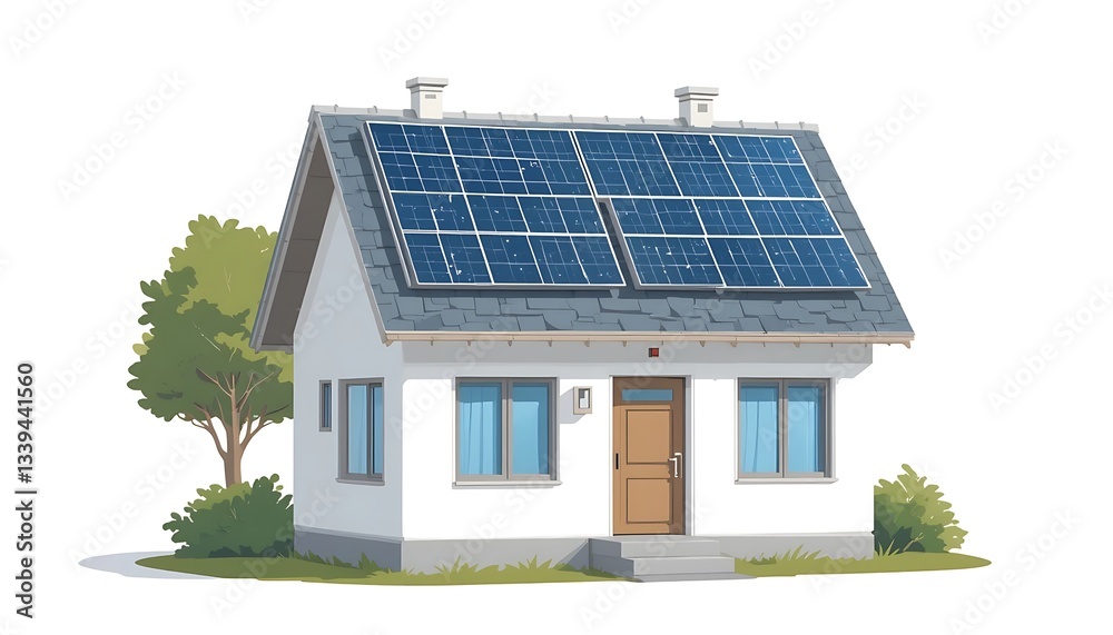 Fototapeta premium Solar Panel Home Energy Efficiency Design
