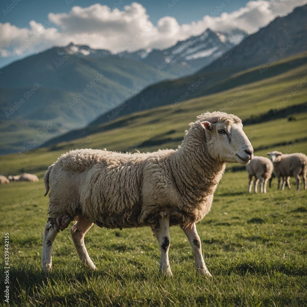 Fototapeta premium sheep in the mountains