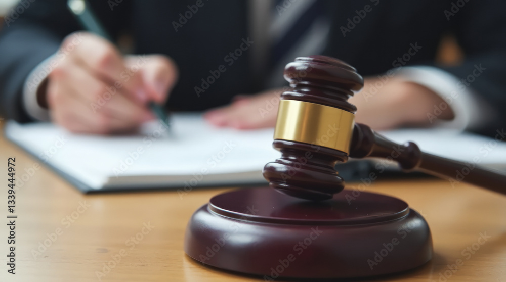 Solemn and Authoritative Legal Moment with Gavel and Books Solemn and Authoritative Legal Moment with Gavel and Books