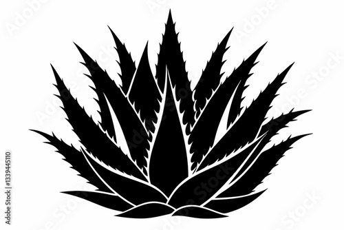 aloe vera plant line art silhouette vector illustration